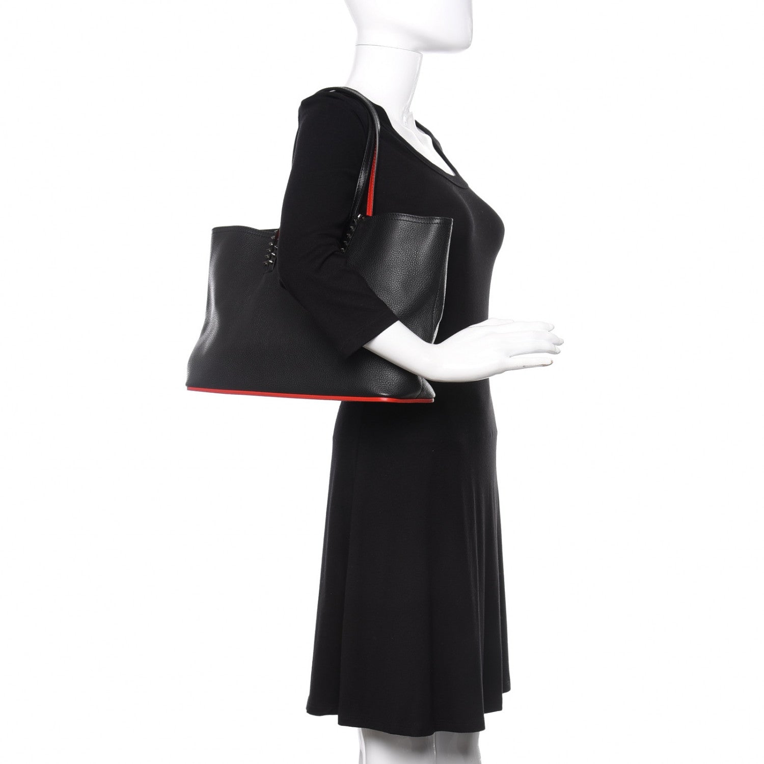Christian Louboutin Calfskin Spikes Small East West Cabata Tote Black 2 of 13