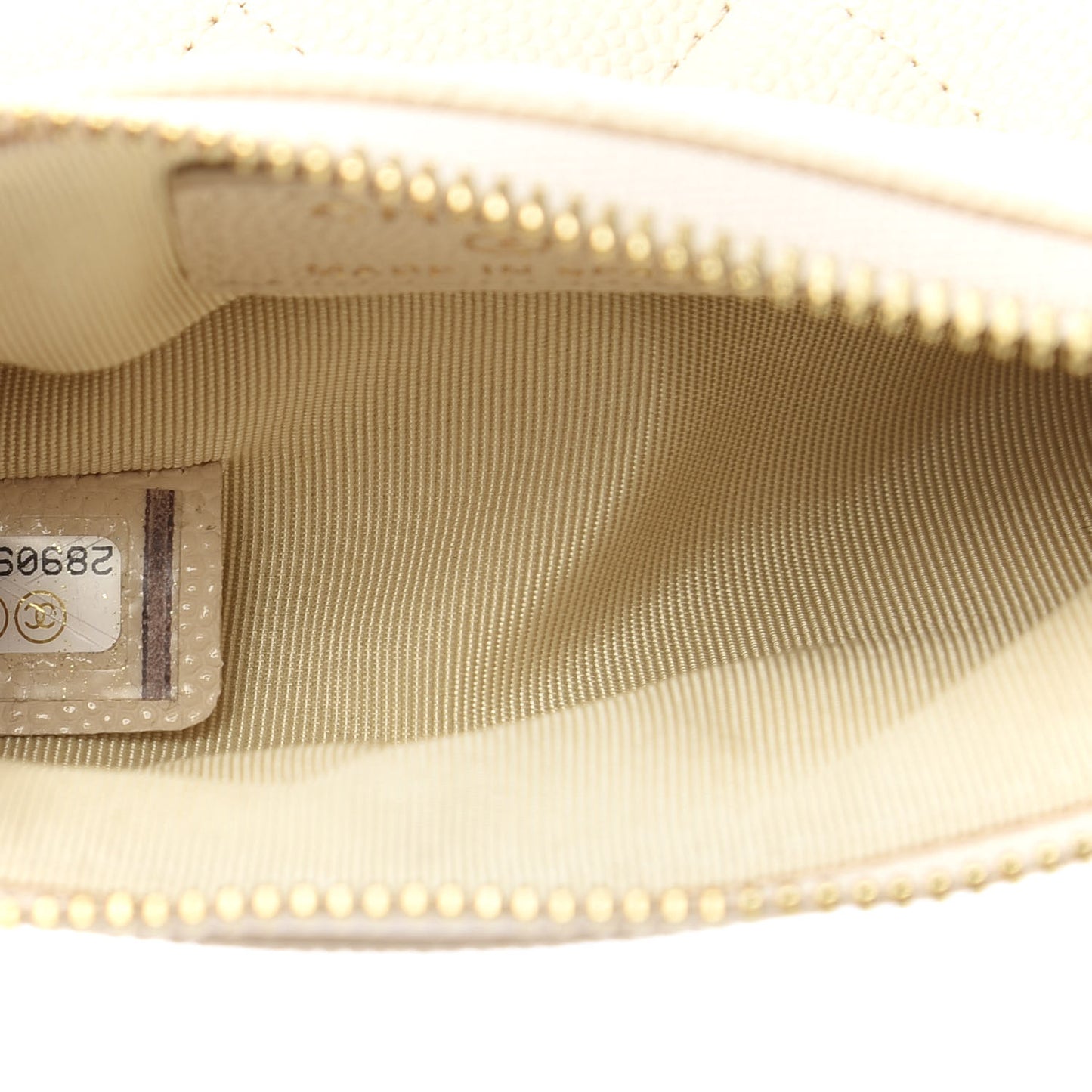 Caviar Quilted Small Cosmetic Case Light Beige