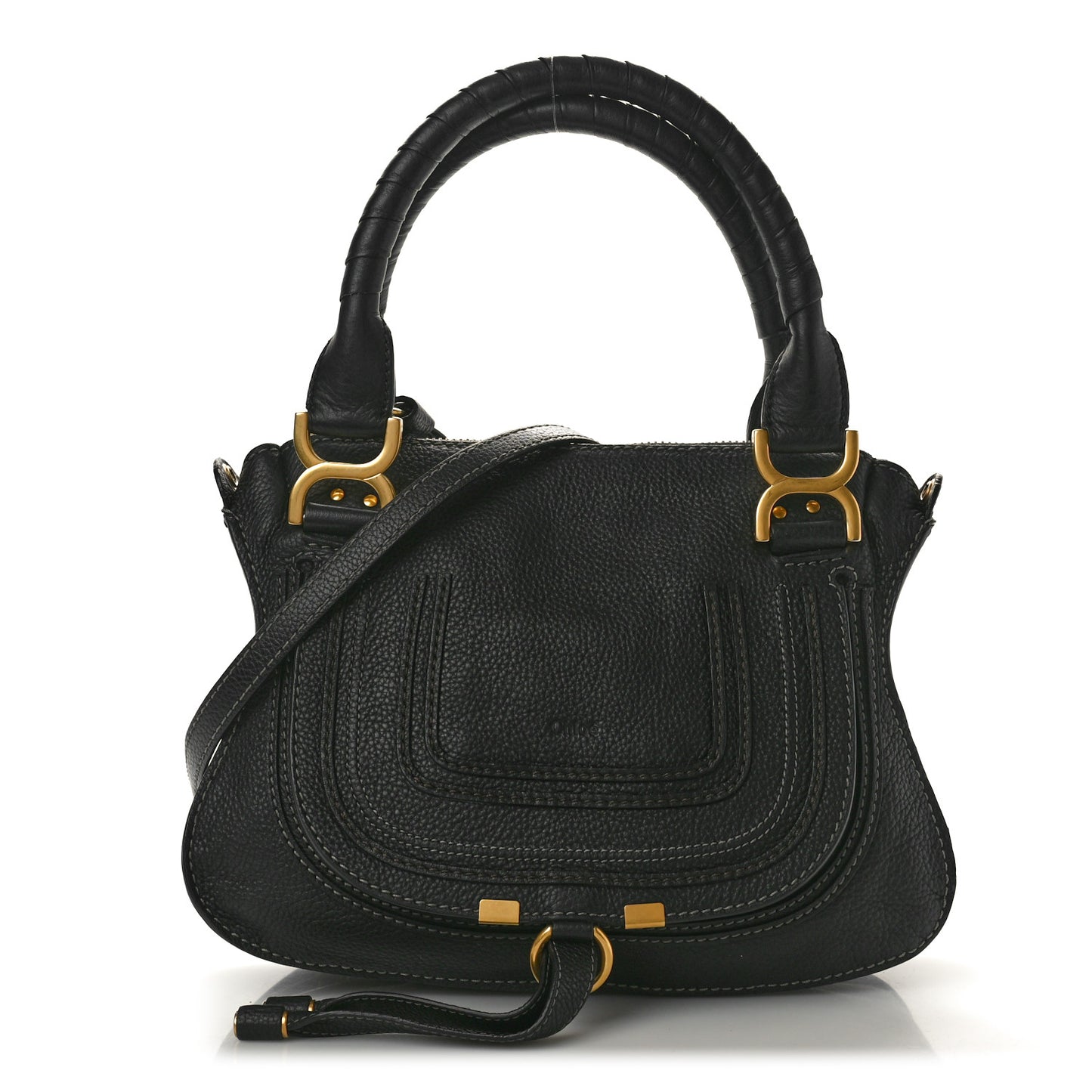 Calfskin Small Marcie Satchel Black