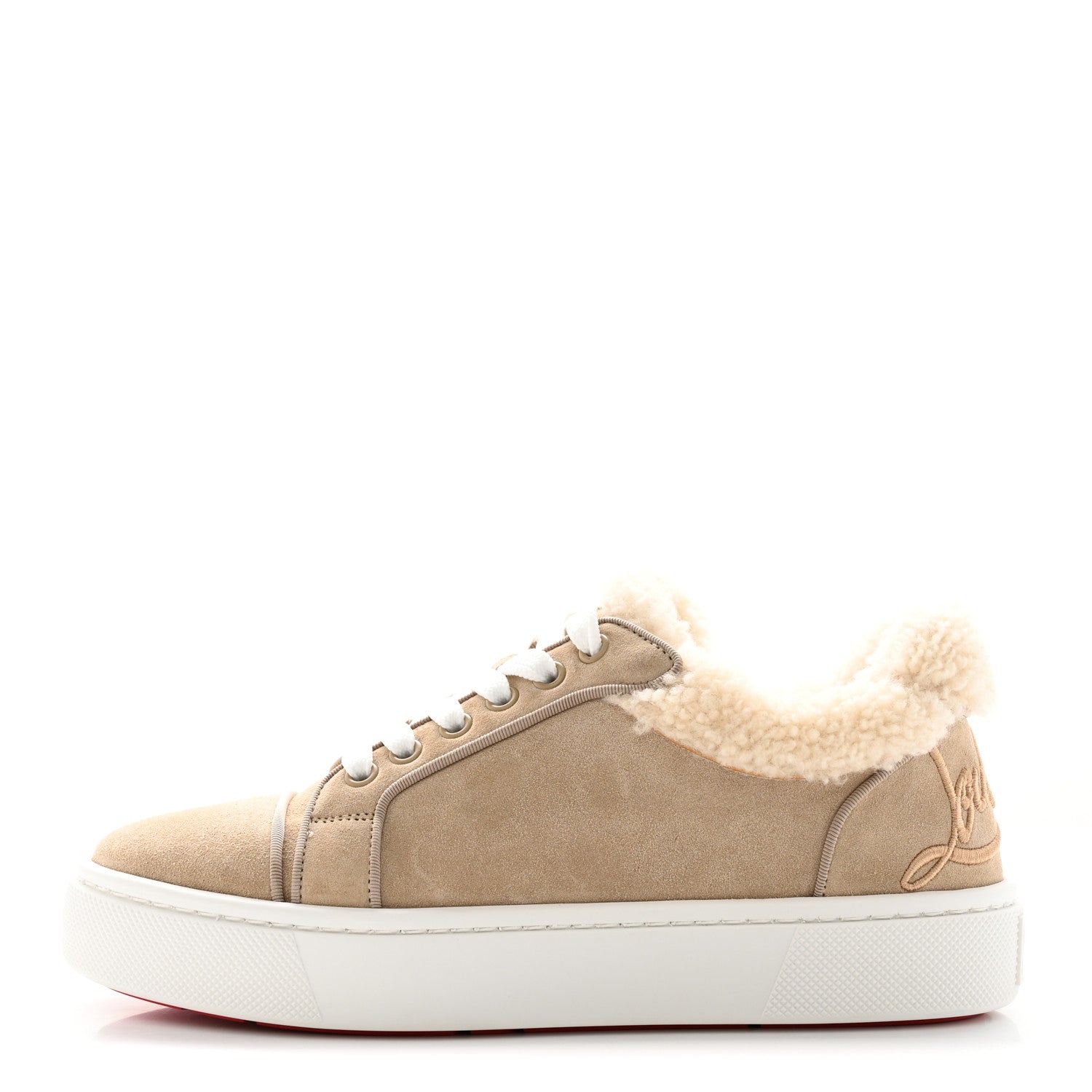 Christian Louboutin Suede Shearling Fun Vierissima Flat Sneakers 37 Atlas 1 of 10