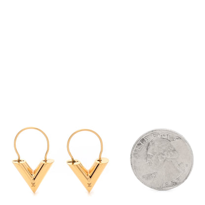 Louis Vuitton Brass Essential V Hoop Earrings Gold 2 of 4