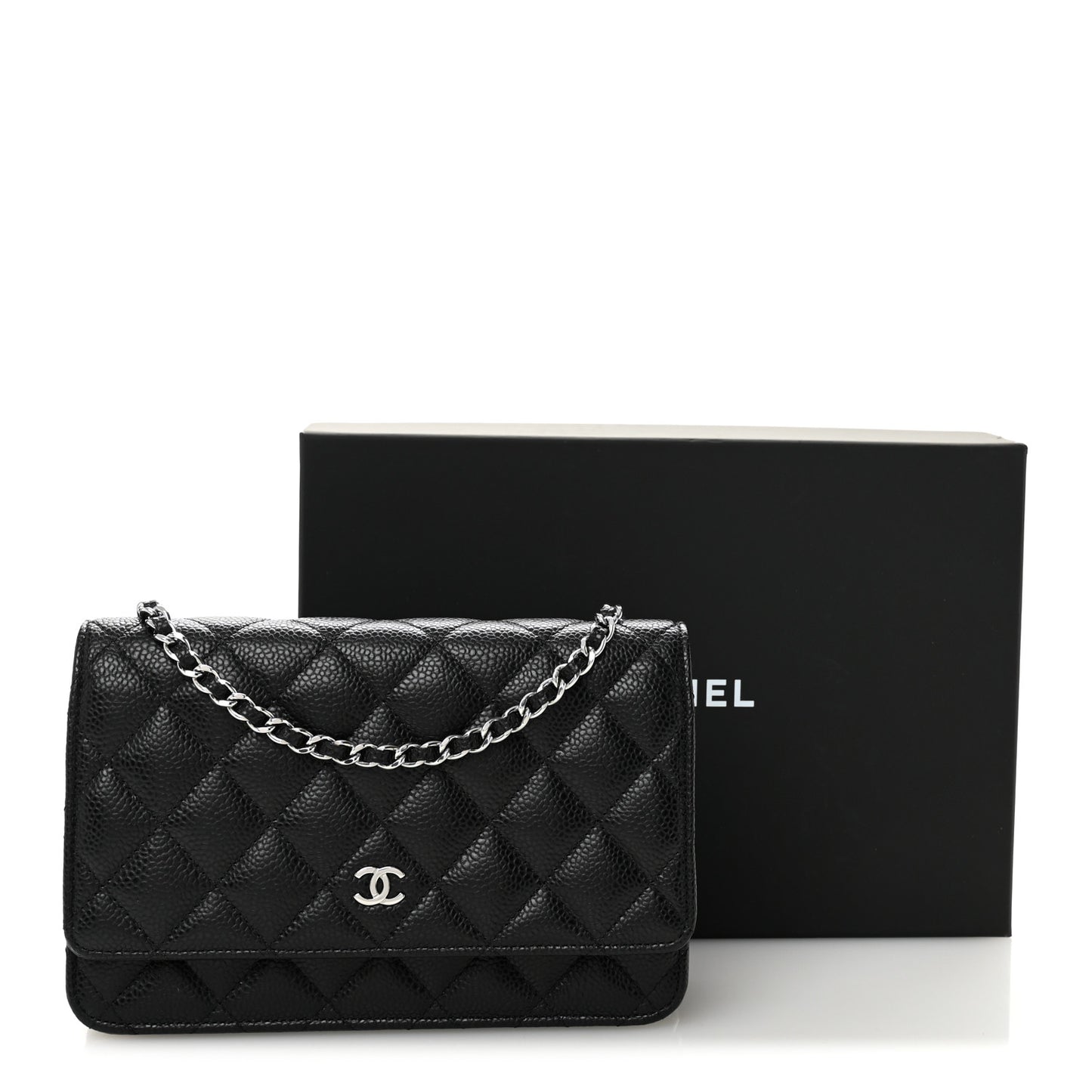 Caviar Quilted Wallet on Chain WOC Black