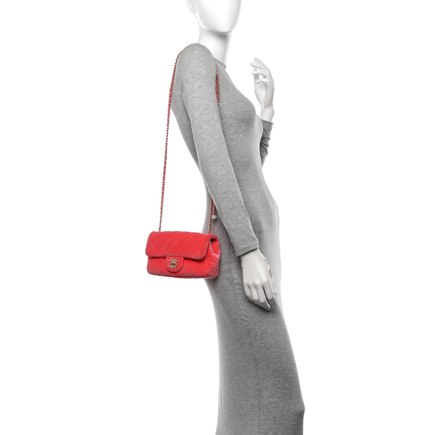 Chanel Velvet Quilted Mini Rectangular Pearl Crush Flap Coral 2 of 13