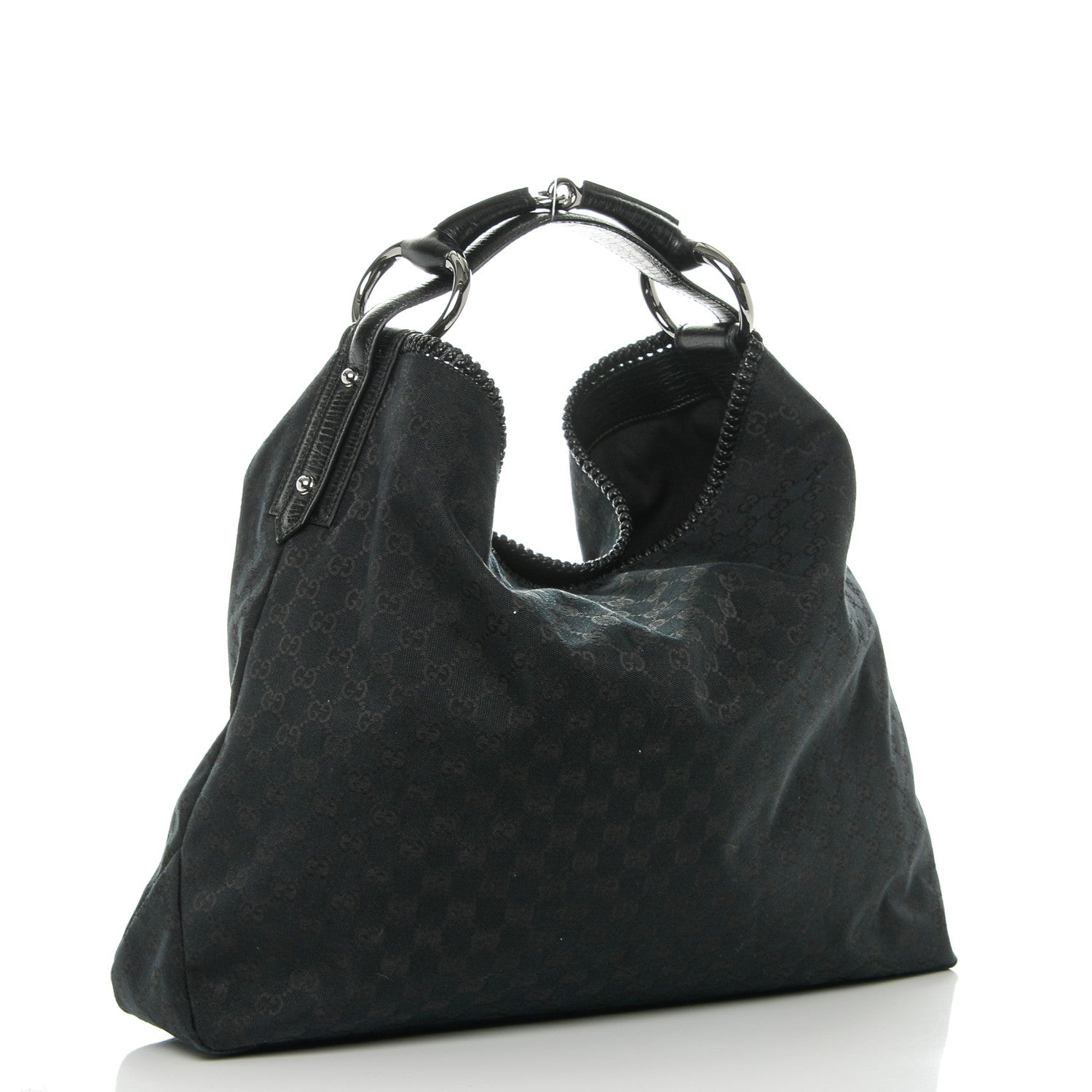 Gucci Monogram Large Horsebit Chain Hobo Black 3 of 7