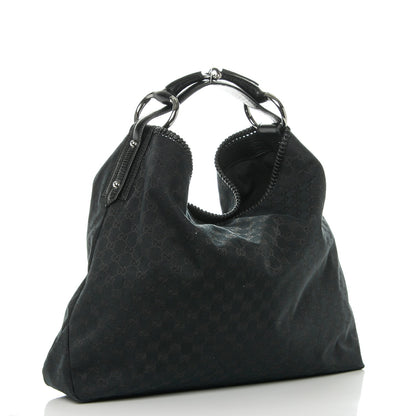Gucci Monogram Large Horsebit Chain Hobo Black 3 of 7