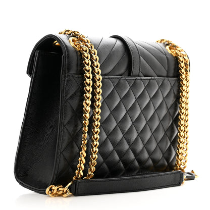 Saint Laurent Grain De Poudre Textured Mixed Matelasse Triquilt Medium Monogram Satchel Black 3 of 11