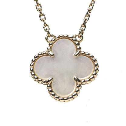 Van Cleef & Arpels 18K Yellow Gold Mother of Pearl Vintage Alhambra Pendant Necklace 4 of 6