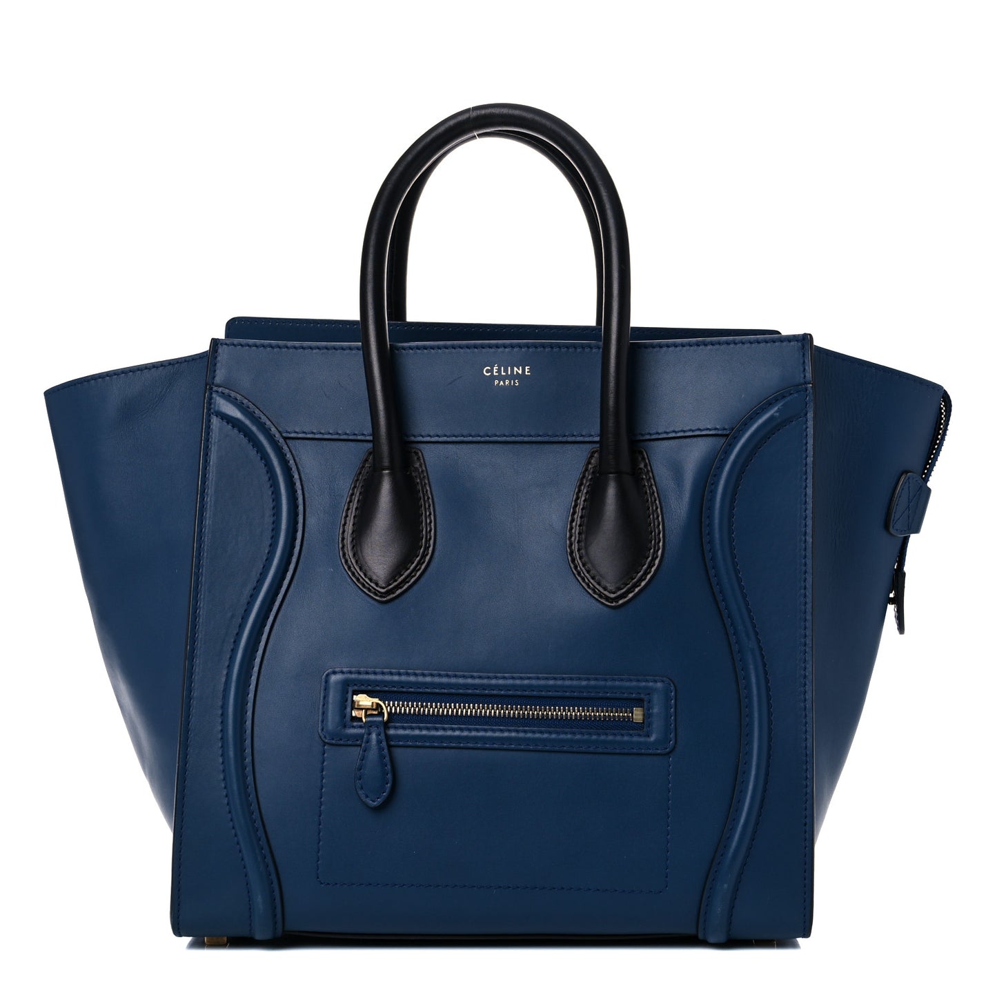 Smooth Calfskin Mini Bi-Color Luggage Ocean Blue