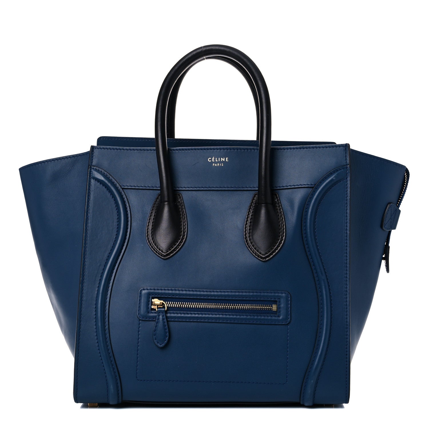 Celine Smooth Calfskin Mini Bi-Color Luggage Ocean Blue 1 of 19