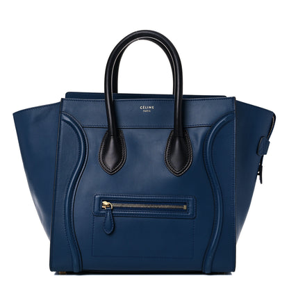 Celine Smooth Calfskin Mini Bi-Color Luggage Ocean Blue 1 of 19