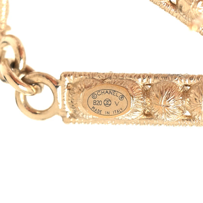 Chanel Crystal Cha-Nel Logo Drop Earrings Gold 4 of 5