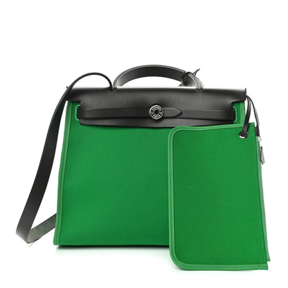Hermes Vache Hunter Toile Herbag Zip 31 PM Bambou Kaki 3 of 10