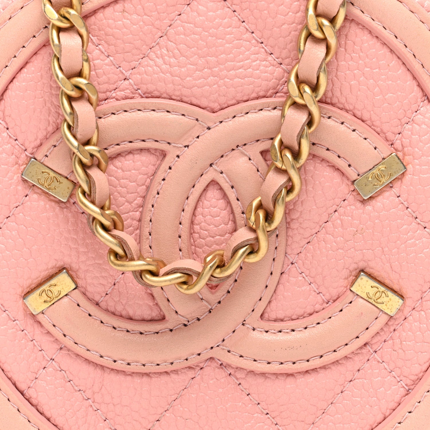 Chanel Caviar Quilted Round Filigree Crossbody Pink 8 of 10