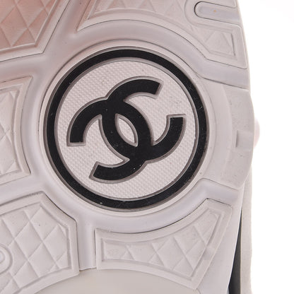 Chanel Suede Calfskin Lambskin Neoprene High Top CC Sneakers 41 White Fluo Orange 6 of 9