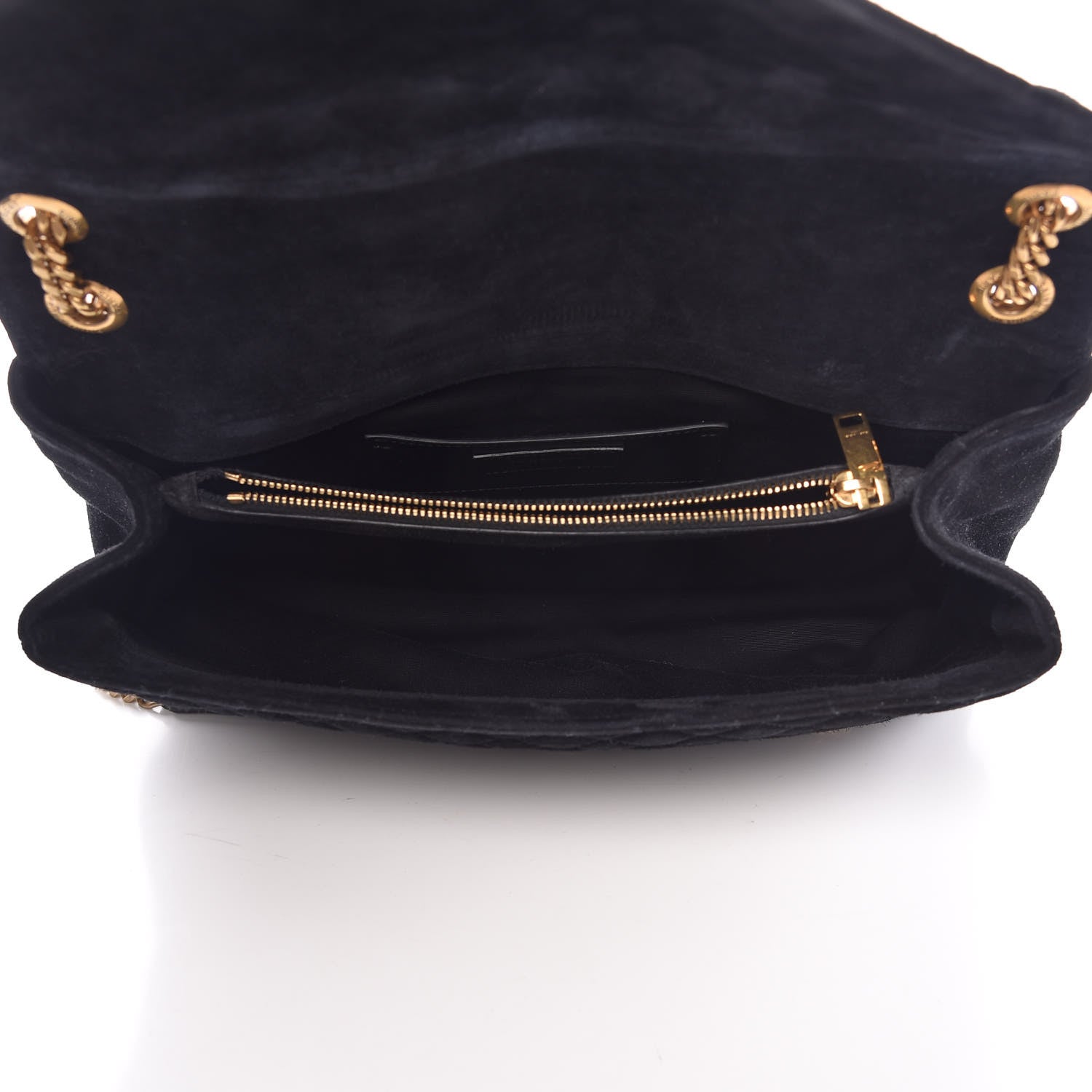 Saint Laurent Suede Mixed Matelasse Triquilt Large Monogram Envelope Satchel Black 5 of 19