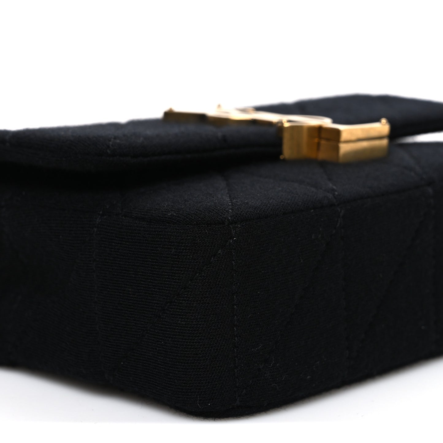 Jersey Wool Patchwork Monogram Mini Jamie Baguette Black