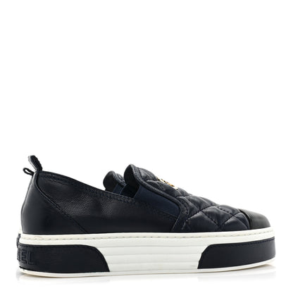 Chanel Lambskin Quilted Womens CC Stroll Sneakers 37 Dark Blue Black 5 of 9
