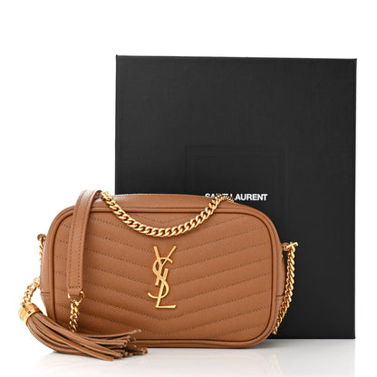 Saint Laurent Grain De Poudre Matelasse Monogram Mini Lou Camera Bag Dark Natural 12 of 12