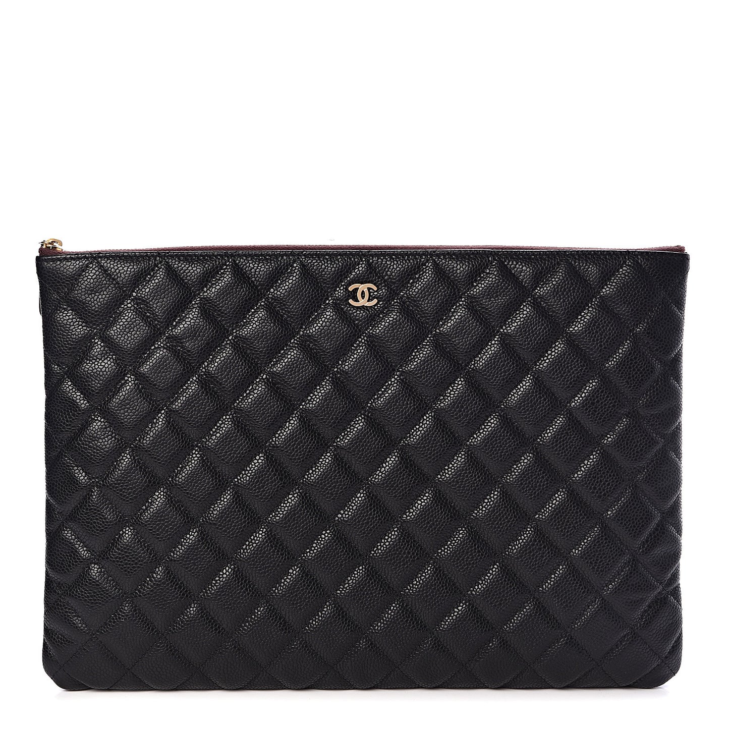 Caviar Quilted Large Cosmetic Case Black
