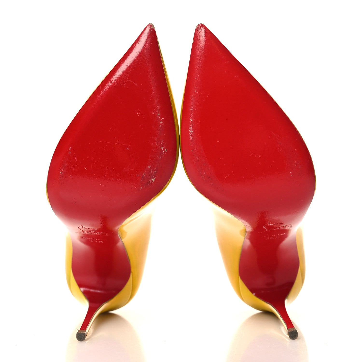 Christian Louboutin Metallic Patent Hot Chick 100 Pumps 39.5 Yellow 6 of 8