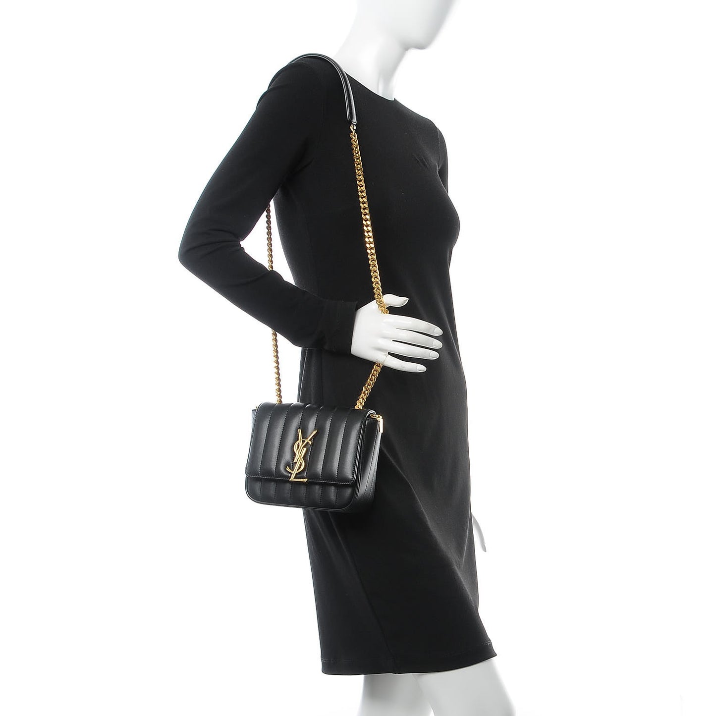 Lambskin Matelasse Monogram Small Vicky Chain Bag Black