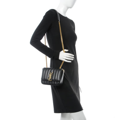 Saint Laurent Lambskin Matelasse Monogram Small Vicky Chain Bag Black 2 of 8