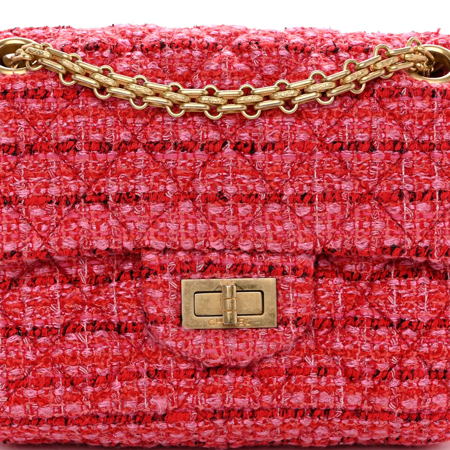 Chanel Tweed Quilted Mini 2.55 Reissue Flap Red Ecru Black 8 of 11