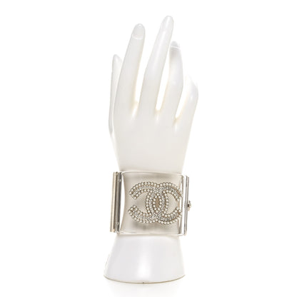 Chanel Resin Crystal Pearl CC Cuff Light Gold 2 of 6
