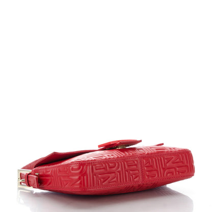 Fendi Nappa Logo Embossed Baguette Red 4 of 7