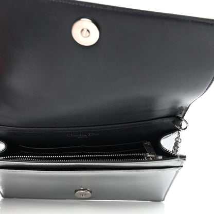 Christian Dior Metallic Patent Micro-Cannage Diorama Wallet on Chain Pouch Silver 4 of 4
