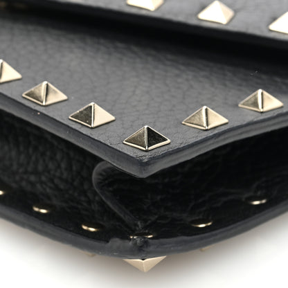 Valentino Garavani Pebbled Calfskin Rockstud Envelope Wallet on Chain Black 9 of 9