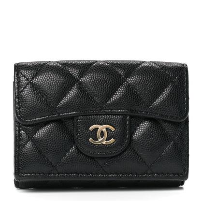 Chanel Caviar Quilted Tri-Fold Flap Wallet Black 1 of 14