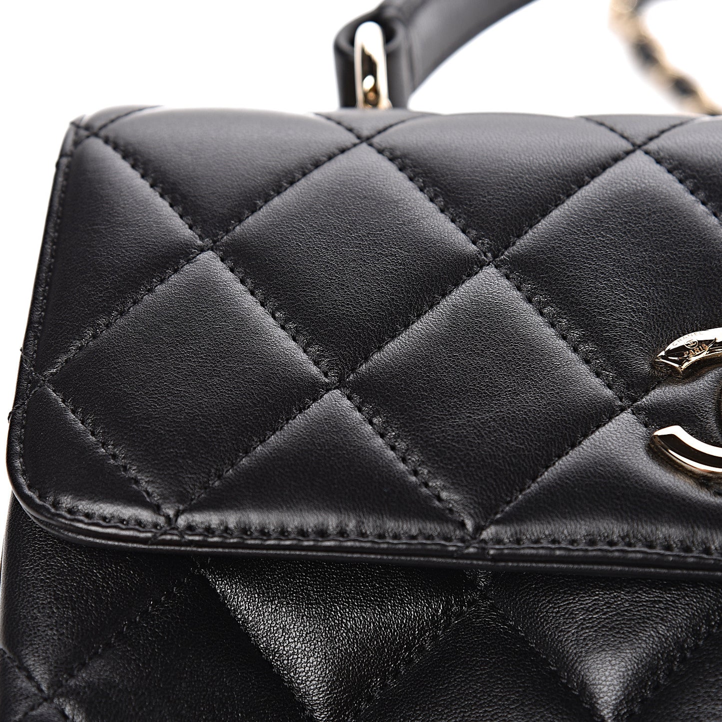 Lambskin Quilted Small Trendy CC Dual Handle Flap Bag Black