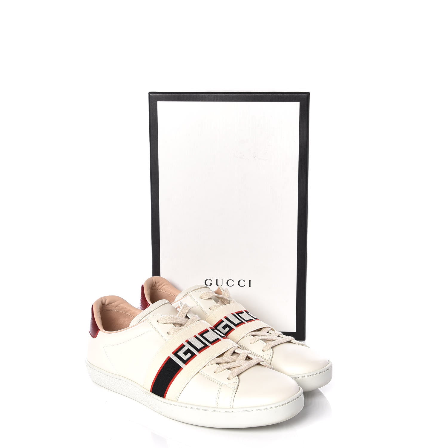 Gucci Calfskin Stripe Womens New Ace Sneakers 40 New Mystic White Ecru Red Flame 12 of 12