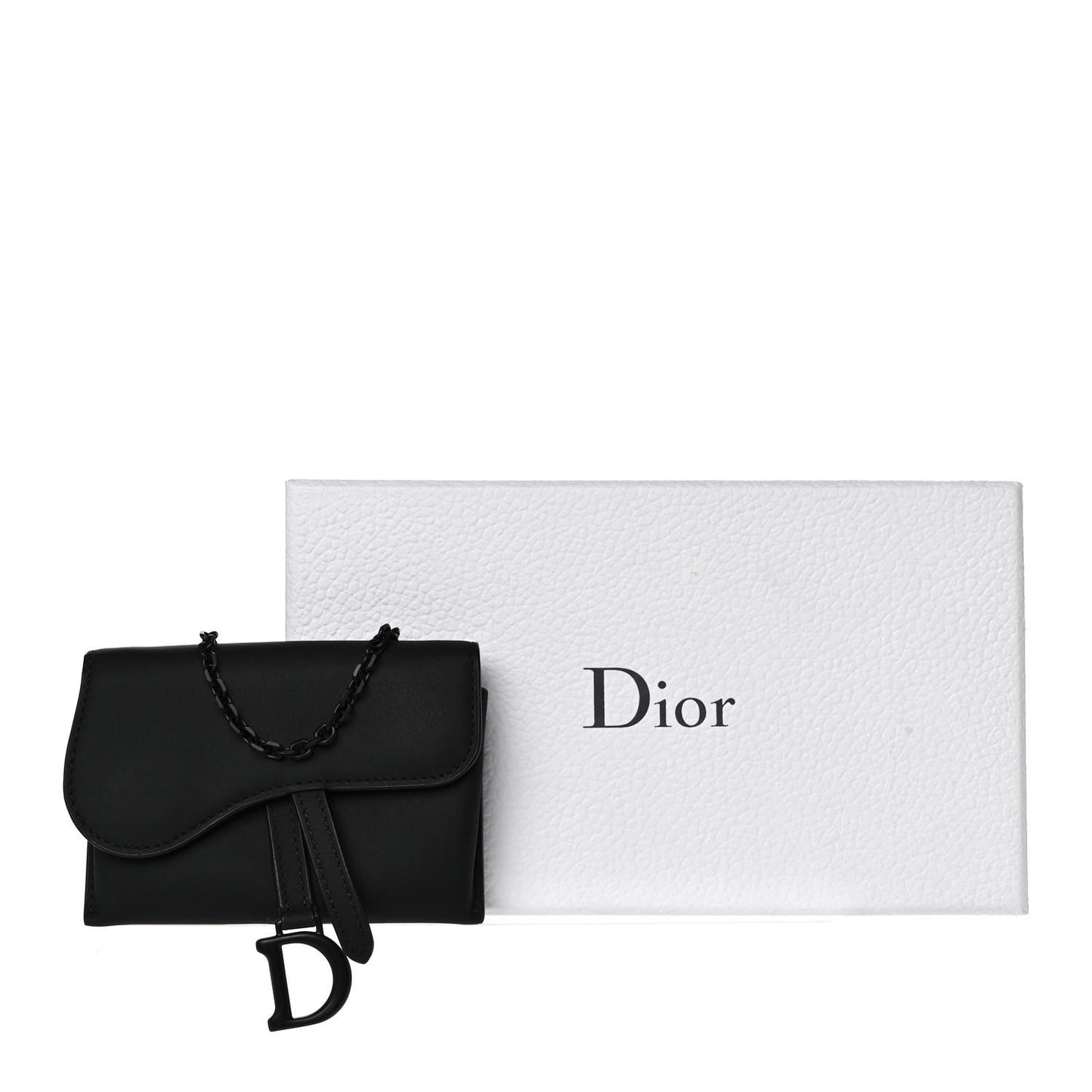 Ultra Matte Calfskin Nano Saddle Chain Pouch Black