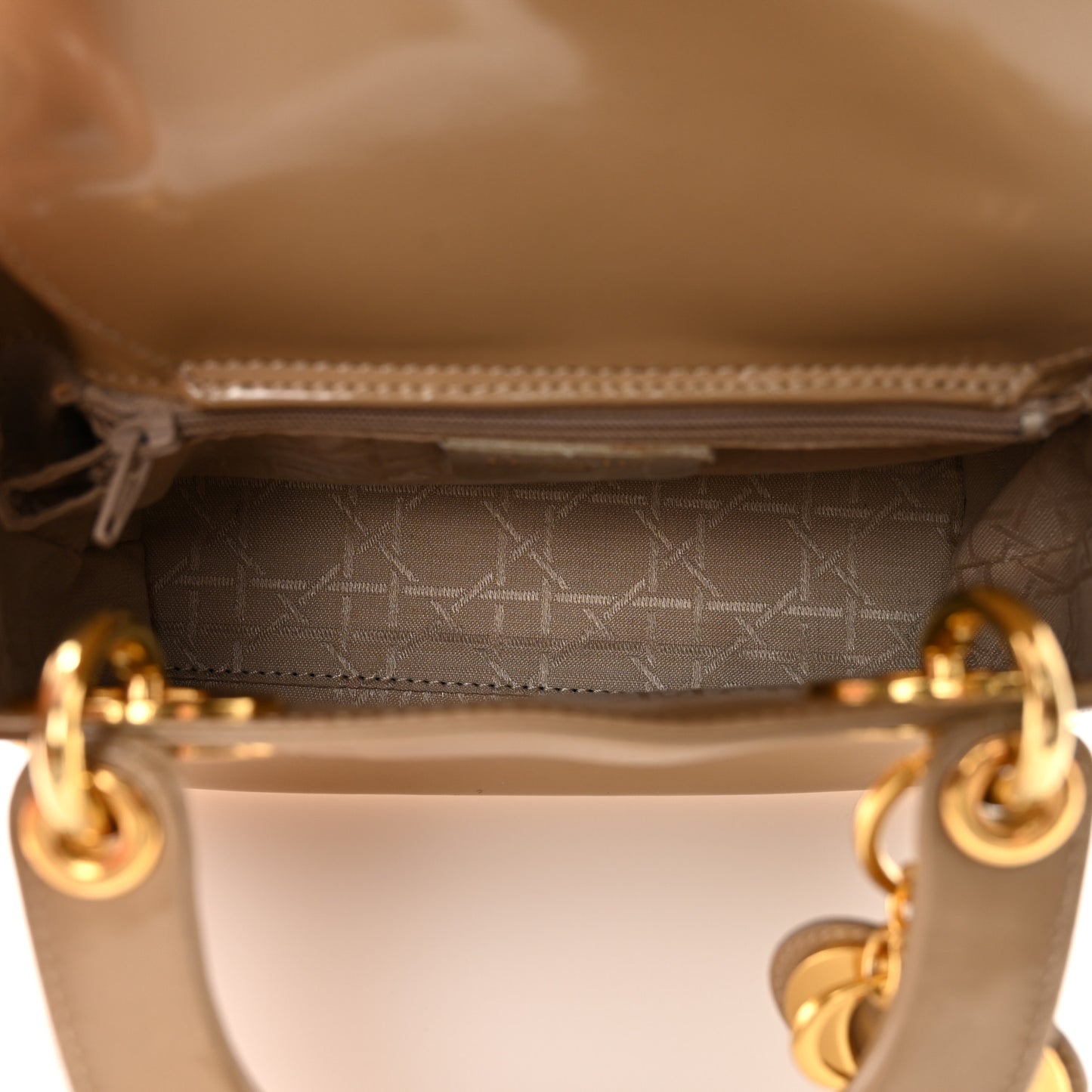 Patent Mini Lady Dior Beige