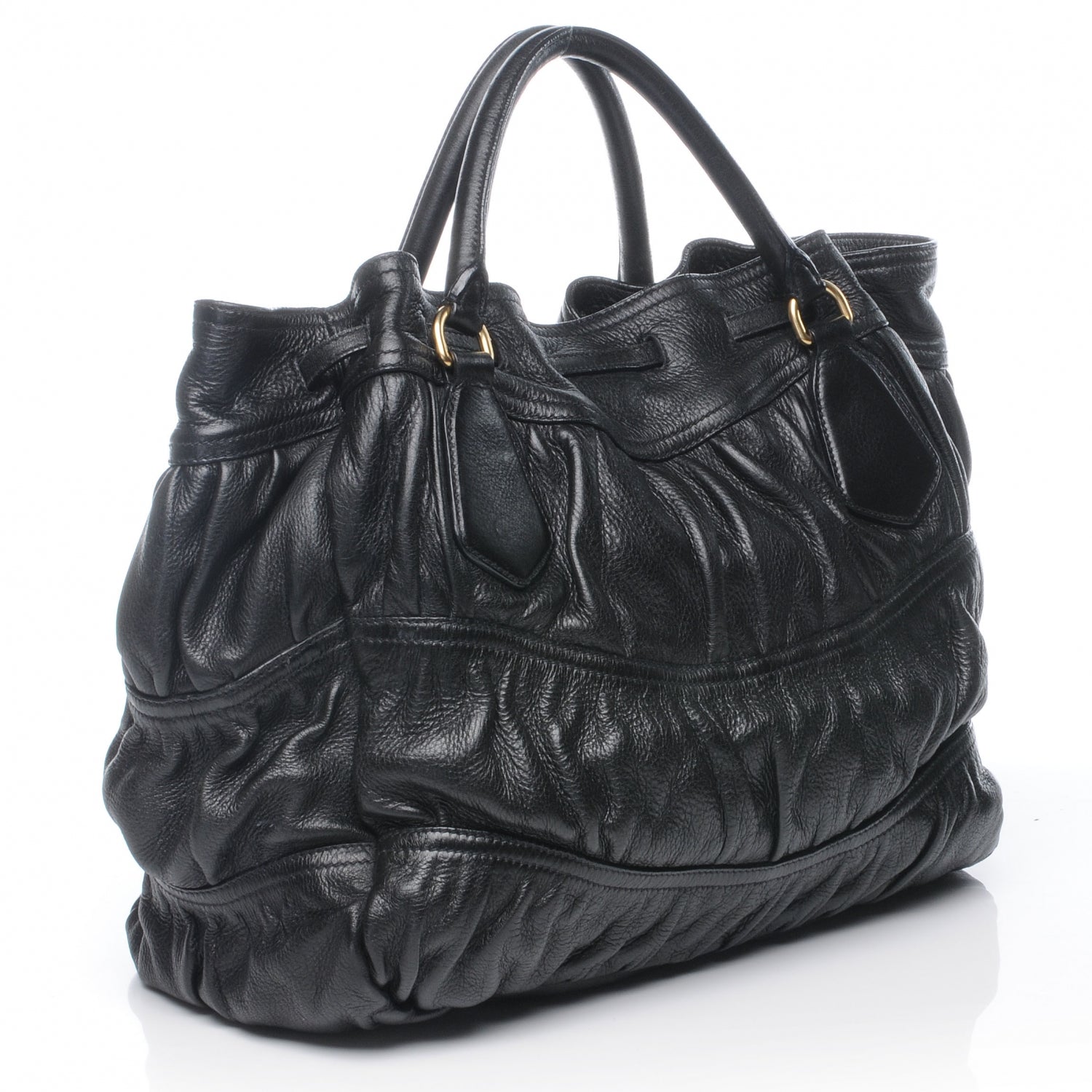 Prada Leather Gaufre Drawstring XL Nero Black 3 of 7