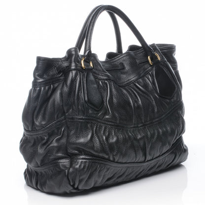 Prada Leather Gaufre Drawstring XL Nero Black 3 of 7