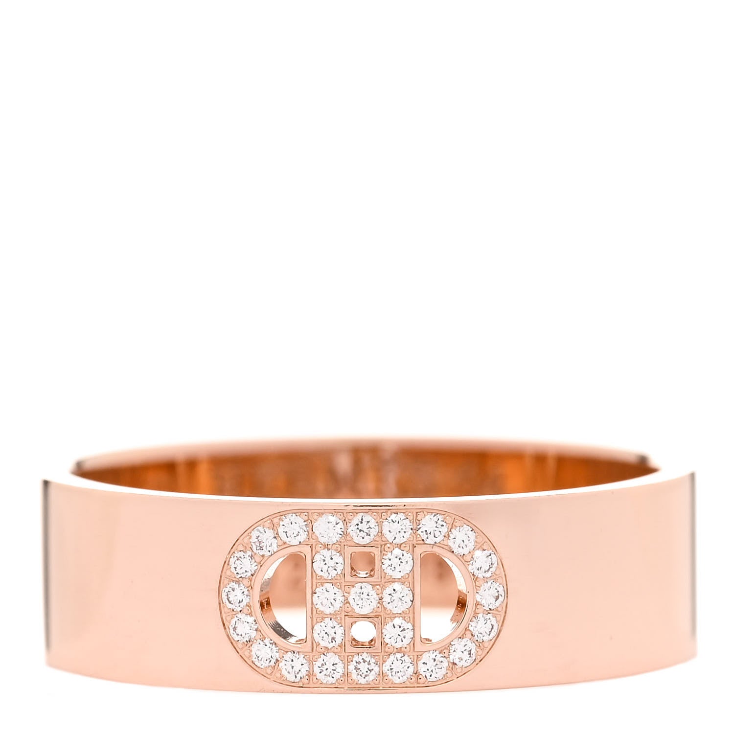 Hermes 18K Rose Gold Diamond PM H D'Ancre Ring 54 6.75 1 of 4