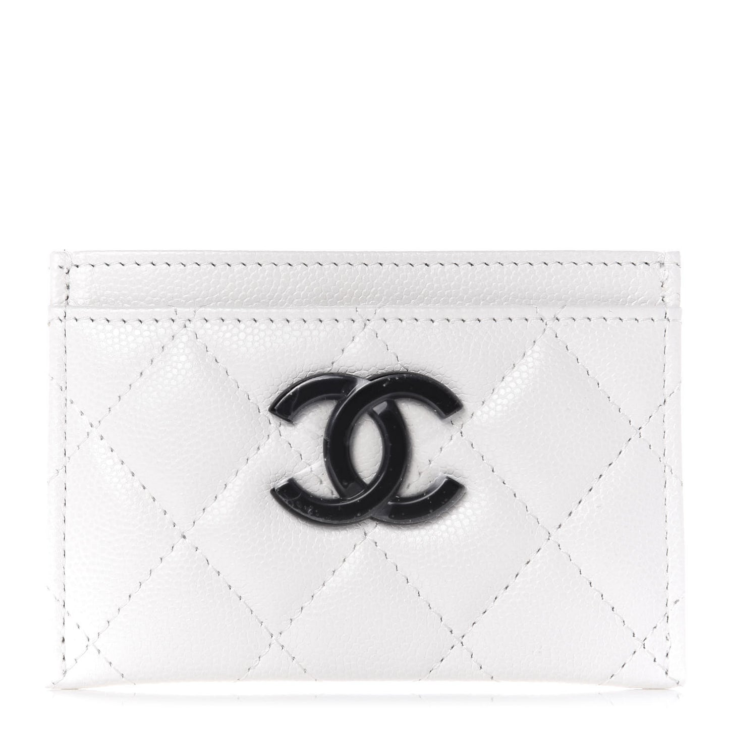Caviar Quilted My Everything Card Holder White Black