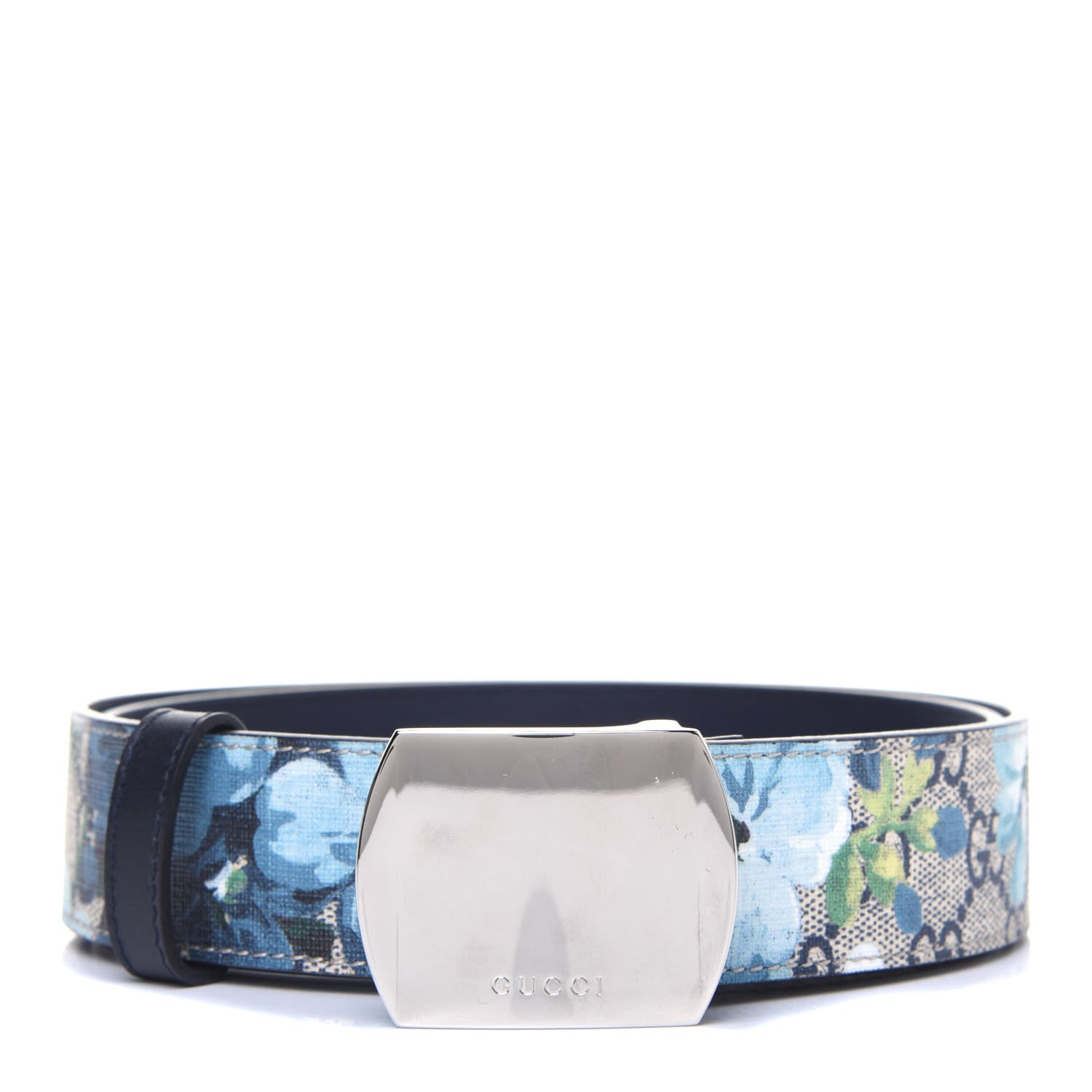 Gucci GG Supreme Monogram Blooms Plaque Belt 90 36 Blue 1 of 7