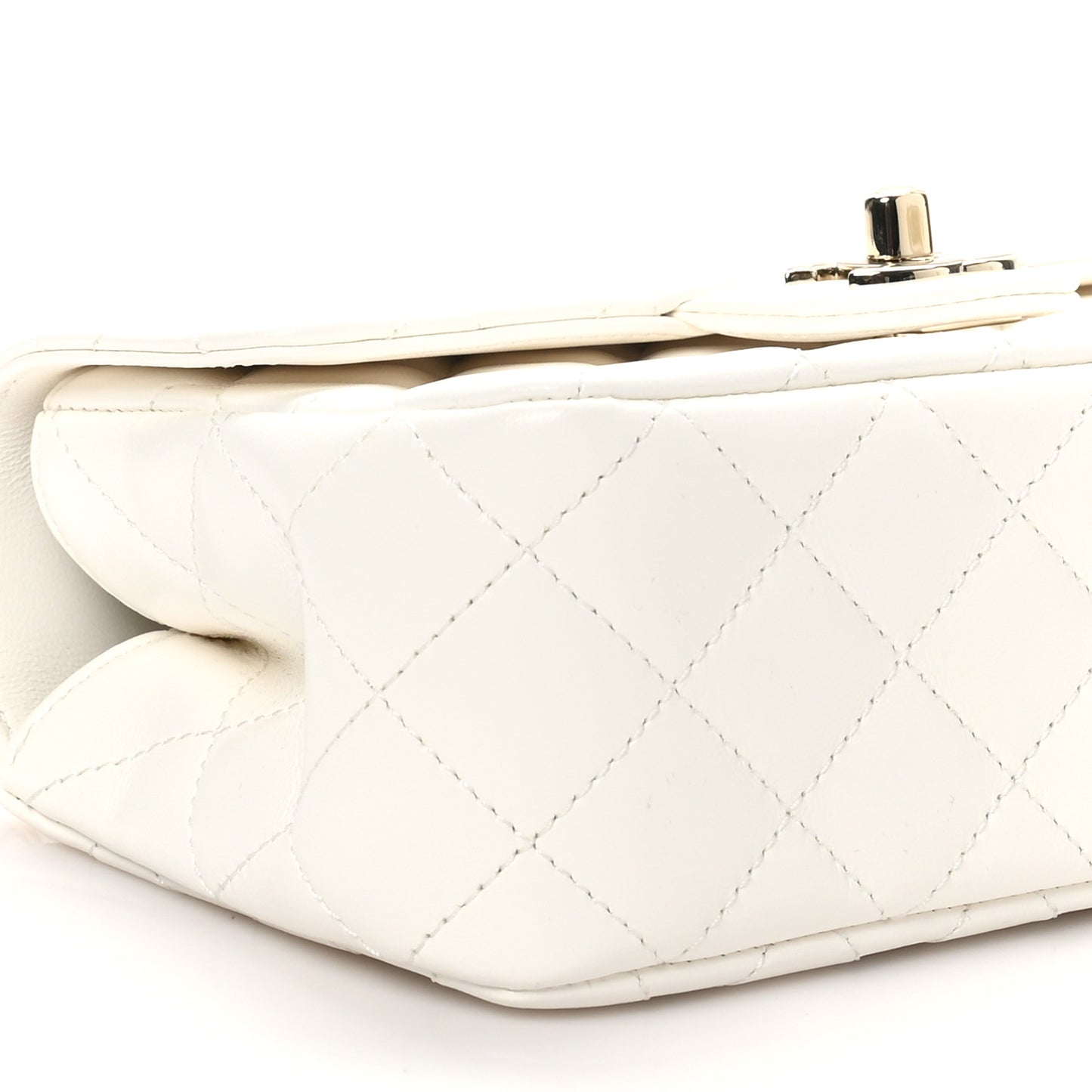 Lambskin Quilted Mini Crystal Top Handle Rectangular Flap White