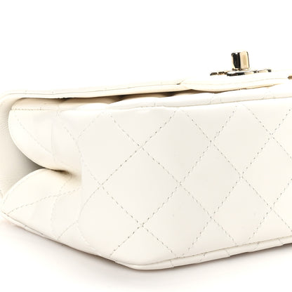 Chanel Lambskin Quilted Mini Crystal Top Handle Rectangular Flap White 9 of 11
