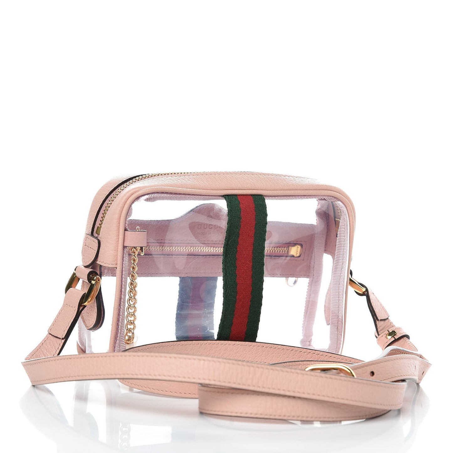 Vinyl Web Mini Ophidia Transparent Shoulder Bag Perfect Pink