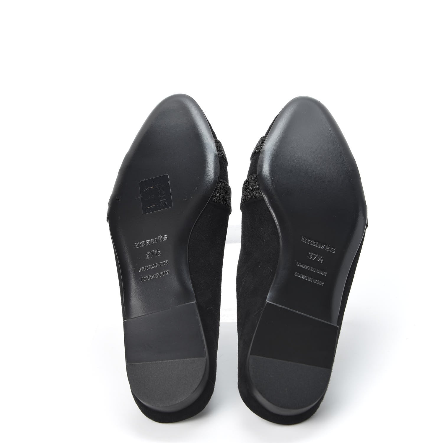 Hermes Suede Goatskin Crystal Roxane Mules 37.5 Black 5 of 9