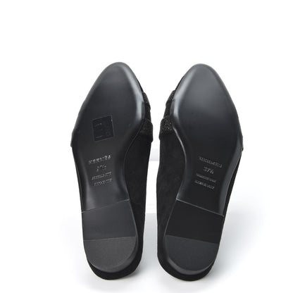 Hermes Suede Goatskin Crystal Roxane Mules 37.5 Black 5 of 9