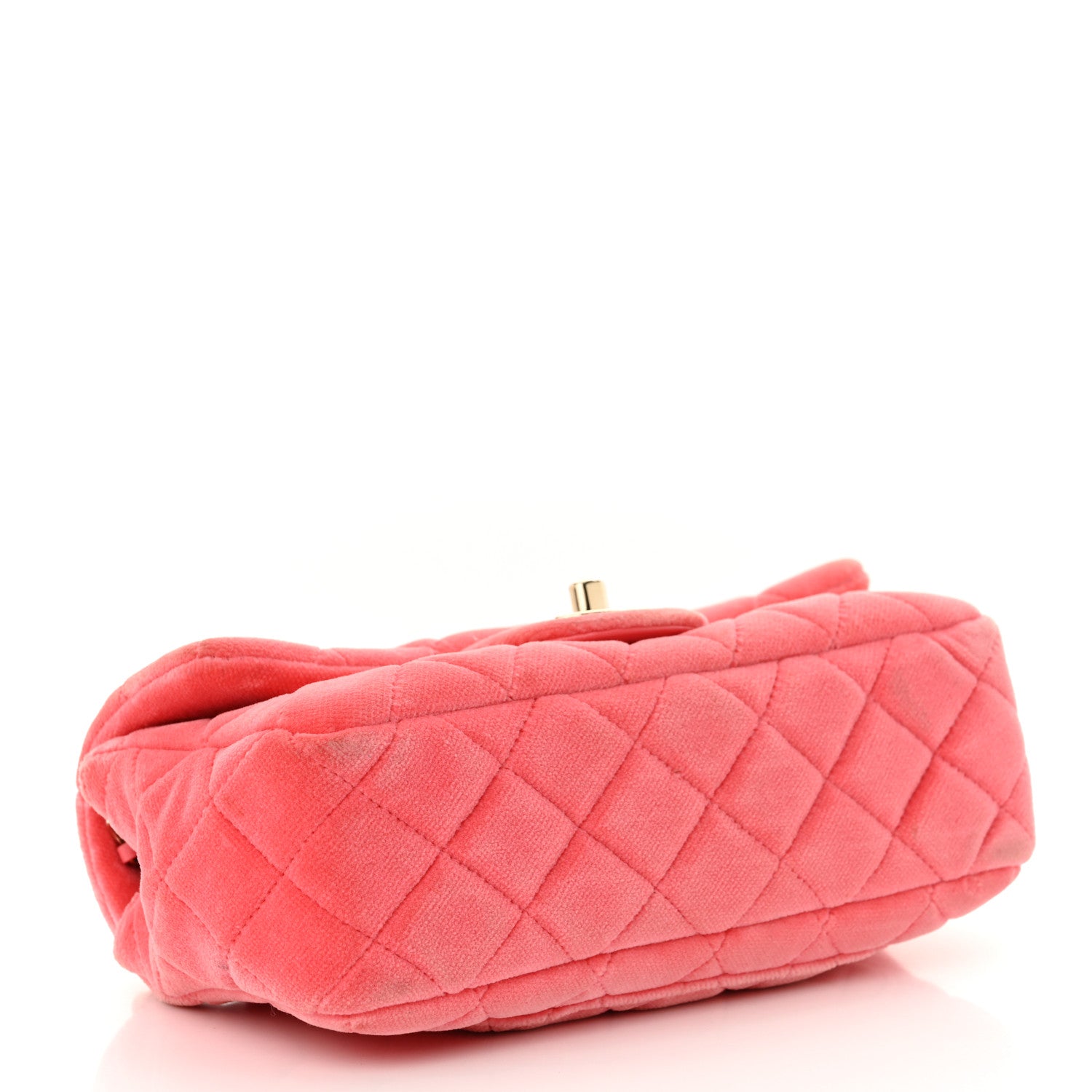 Chanel Velvet Quilted Mini Rectangular Pearl Crush Flap Coral 4 of 13