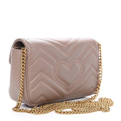Gucci Calfskin Matelasse Super Mini GG Marmont Shoulder Bag Porcelain Rose 2 of 13