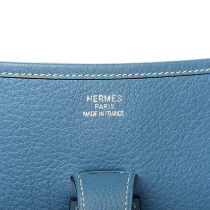 Hermes Taurillon Clemence Evelyne II GM Blue Jean 8 of 9