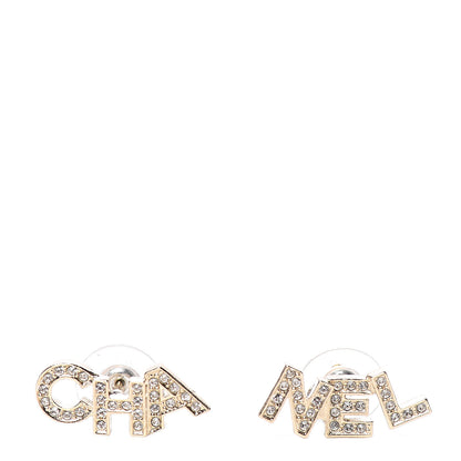 Chanel Crystal Pearl Signature Stud Earrings Gold 1 of 4